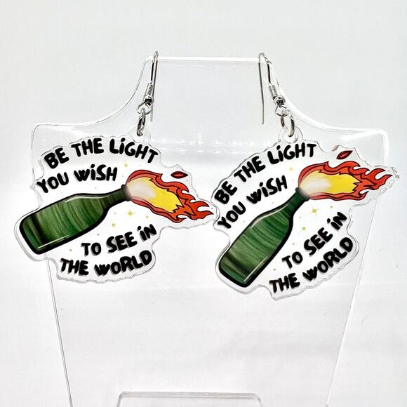 Handmade Jewelry - Fire Flame Earrings - Bold Statement Jewelry - Trendy Y2K Funny Accessory